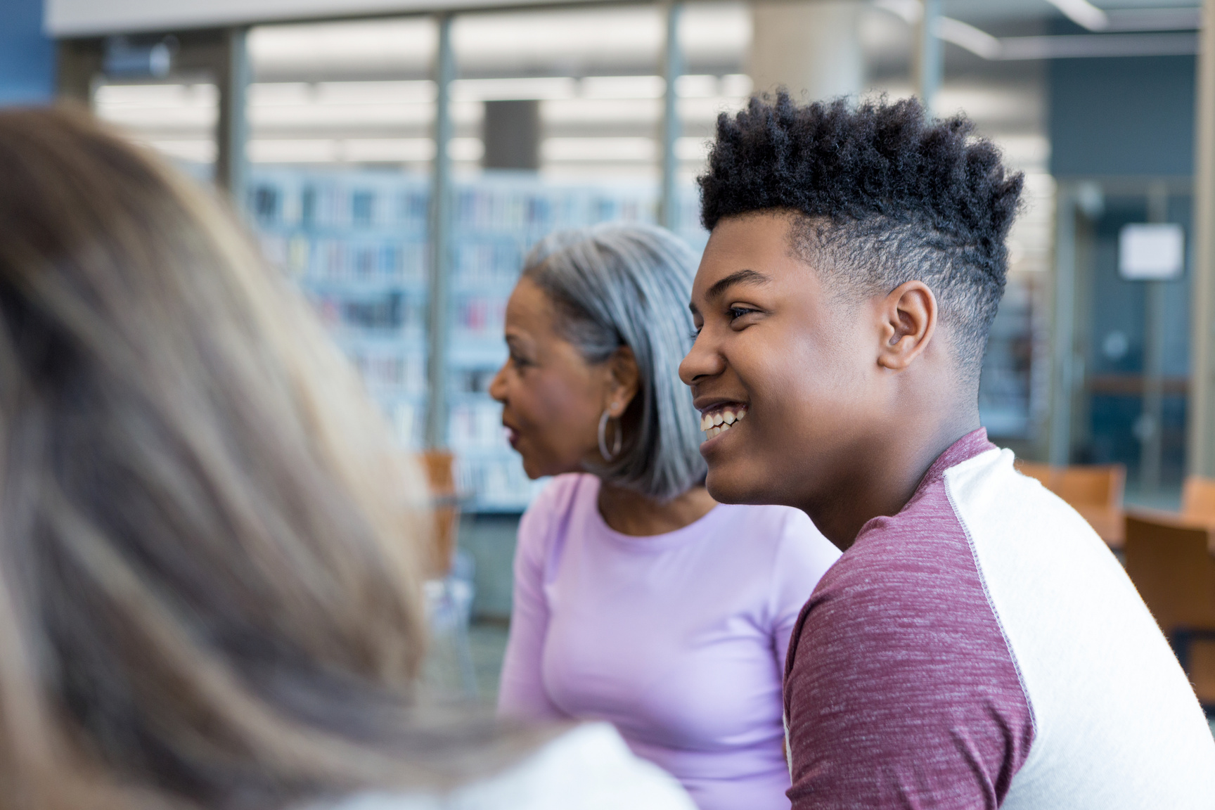 Grandmother and grandson join committee that meets at local library